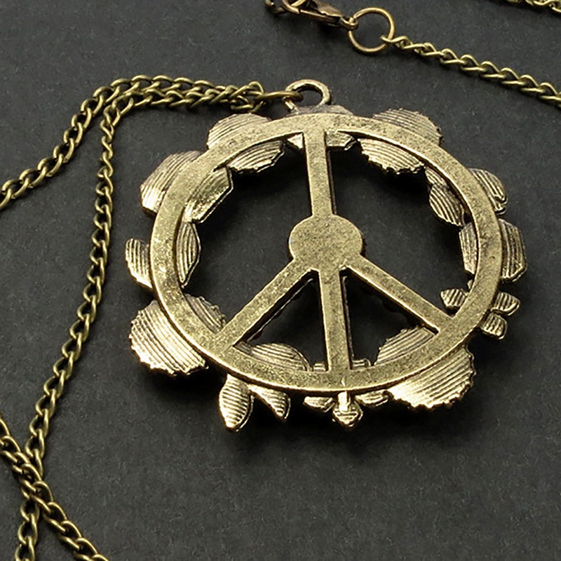 Vòng cổ Biểu Tượng Hòa Bình Hoa Đính Ngọc Trai Khảm Đá Cổ Điển Âu Mỹ