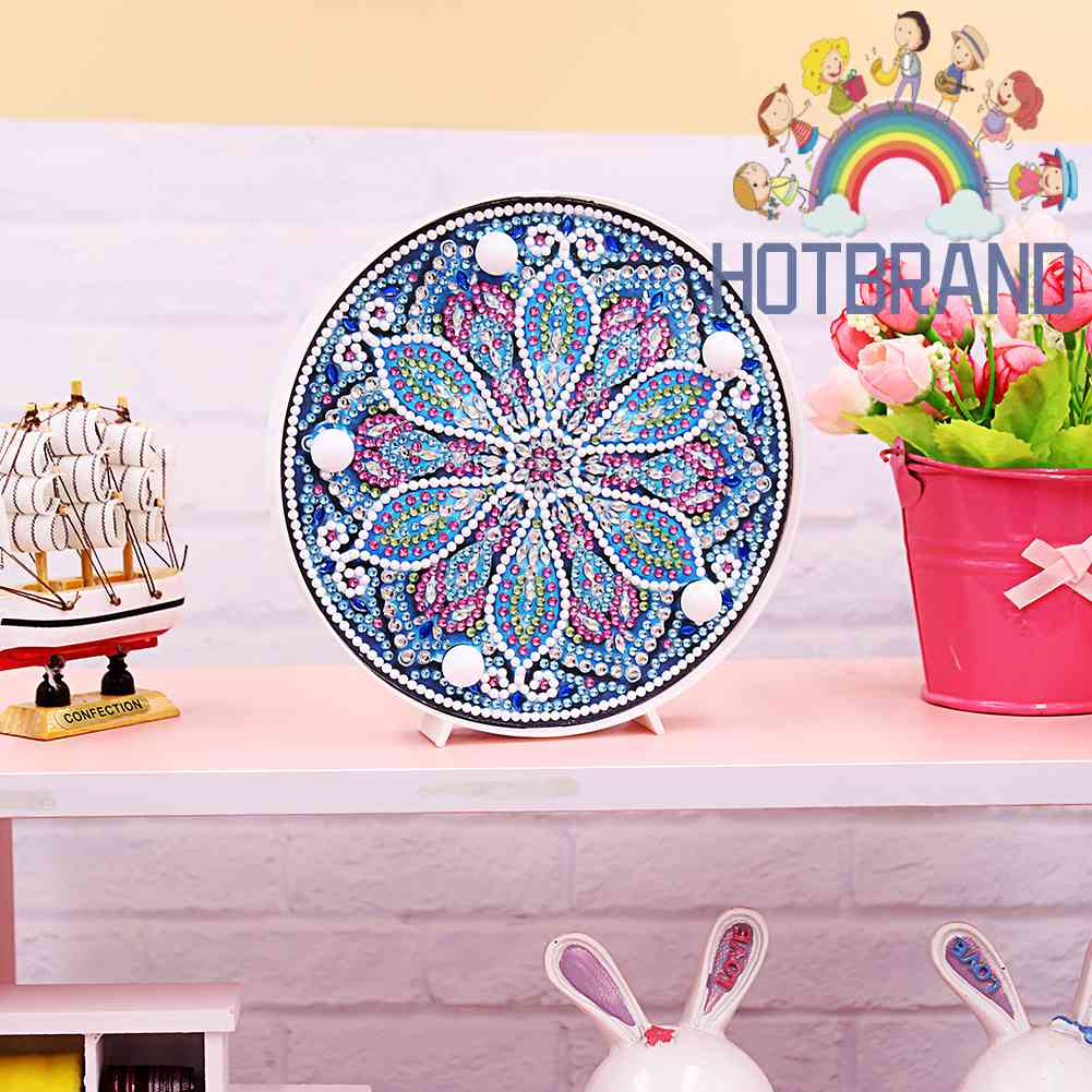 Đèn LED Hình Tranh Đính Đá Họa Tiết Mandala Độc Đáo DIY Dùng Trang Trí Nhà Cửa