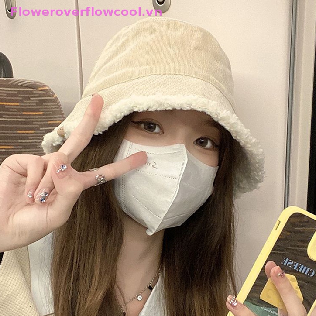 Mũ Bucket Chất Liệu Lông Cừu Giả Có Thể Đảo Ngược Thời Trang Mùa Đông Cho Nữ