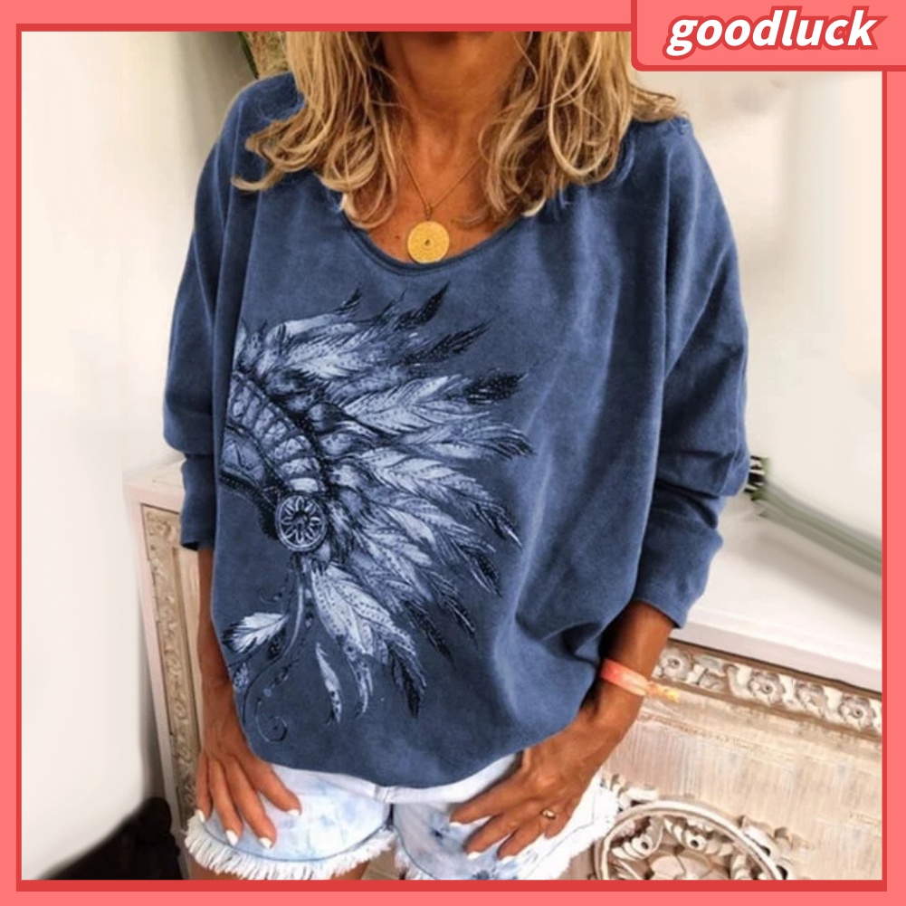 Áo Thun Tay Dài Cổ Tròn Màu Trơn In Họa Tiết Thời Trang Mùa Thu Cho Nữ