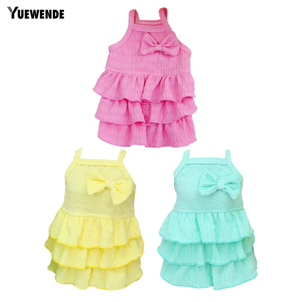 Yue.z Đầm Công Chúa Viền Bèo Nhún Nhiều Lớp Màu Sắc Tươi Sáng Mặc Hằng Ngày Cho Cún