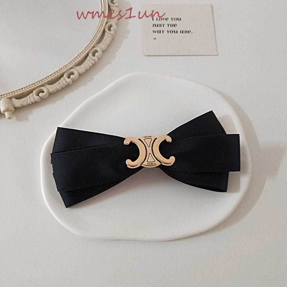 Kẹp Tóc Nơ Bằng Kim Loại Màu Đen Phong Cách Hàn Quốc Ngọt Ngào WMES15H