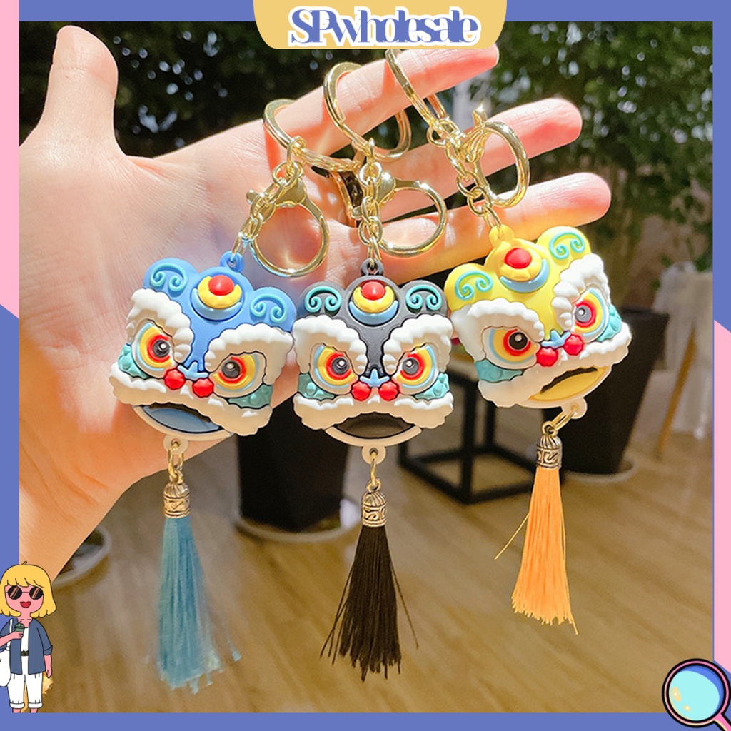 <SPwholesale> Móc Khóa Hình Sư Tử Tua Rua Dễ Thương Phong Cách Trung Hoa Cho Túi Xách Tay