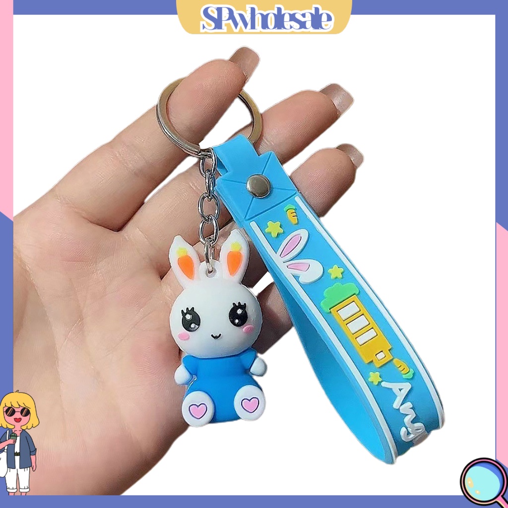 <SPwholesale> Móc Khóa Búp Bê Thỏ Hoạt Hình Ba Chiều Màu Sắc Sống Động Trang Trí Ba Chiều