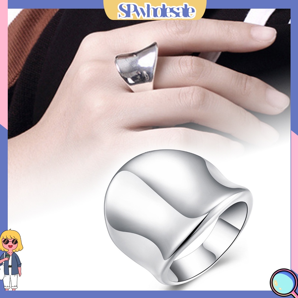 <SPwholesale> Nhẫn Hợp Kim Mạ Bạc Kiểu Dáng Đơn Giản Thời Trang