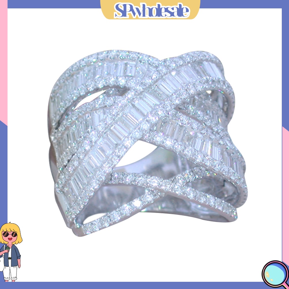 <SPwholesale> Nhẫn Cưới Nhiều Lớp Đính Đá Thời Trang Dành Cho Nữ