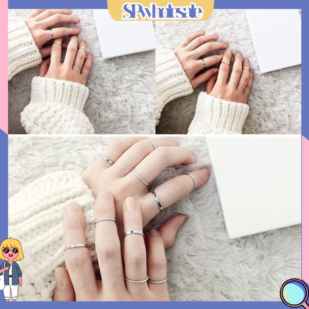 <SPwholesale> Set 10 Nhẫn Đeo Ngón Tay Nhẹ Nhàng Phù Hợp Với Mọi Loại Nhẫn Màu Tinh Khiết Dành Cho Nam Và Nữ