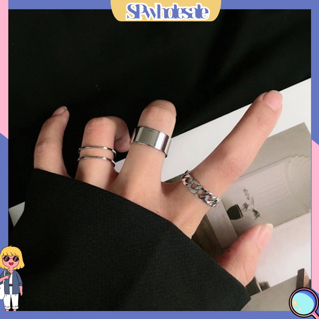 <SPwholesale> Bộ 3 Nhẫn Hở Đeo Khớp Ngón Tay Có Thể Điều Chỉnh Phong Cách Hip hop Cá Tính Cho Nữ