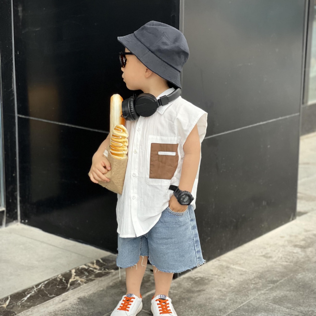 Áo Sơ Mi Mùa Hè Phong Cách Hàn Quốc Kiểu Mới Cho Bé Trai Bé Gái