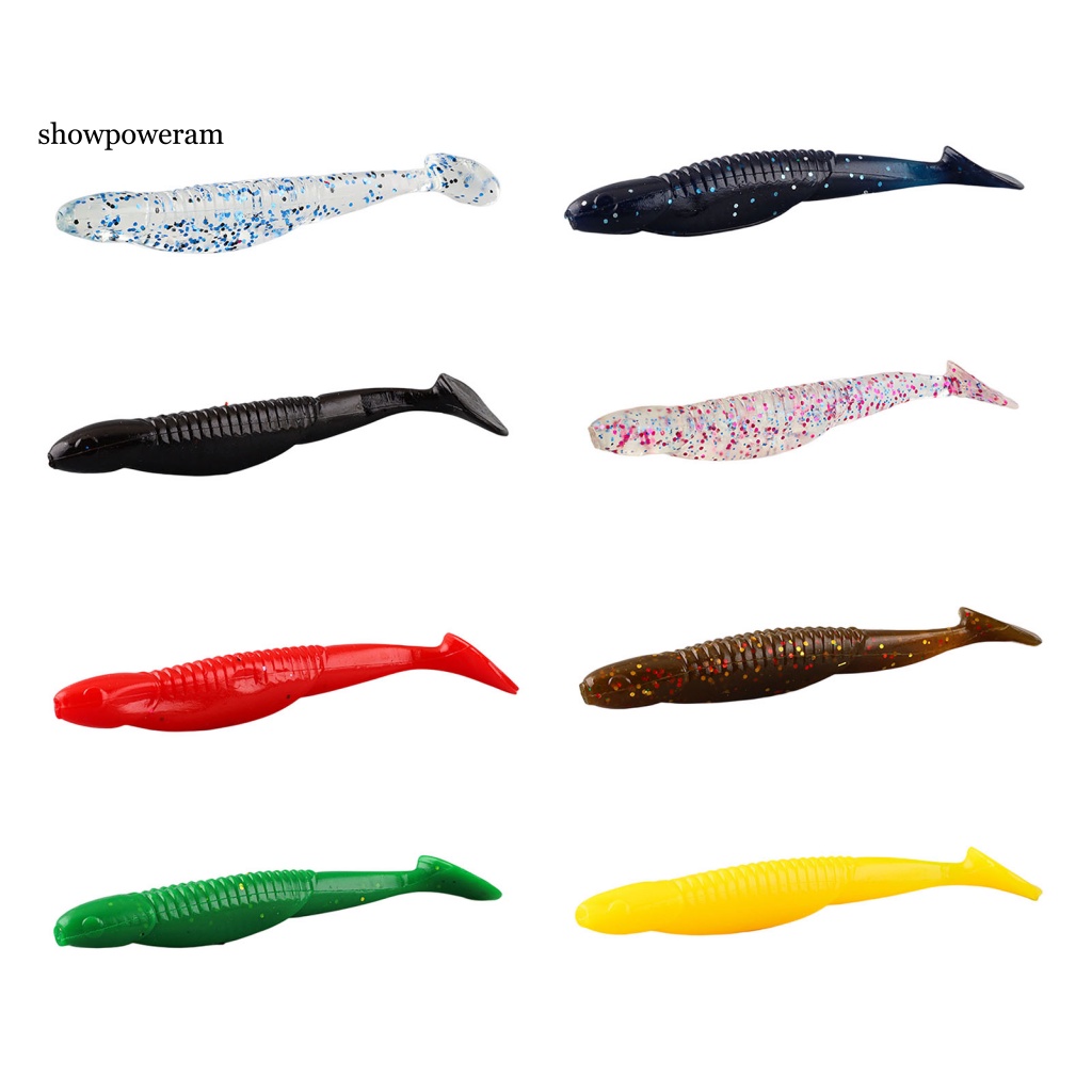 Set 10 Mồi Câu Cá Nhân Tạo Bằng PVC Mềm Hình Chữ T Tiện Dụng