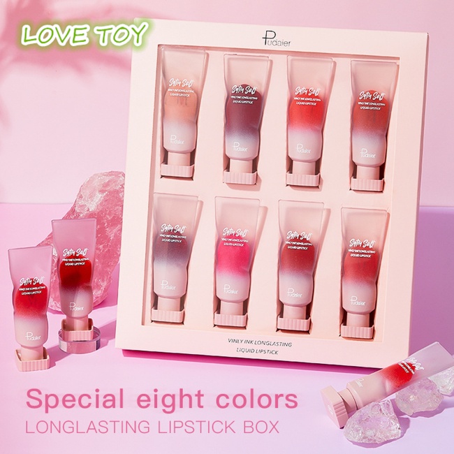 Set 8 Son Kem Hiệu Ứng Ánh Ngọc Trai Lấp Lánh Trang Điểm Lâu Trôi Hiệu Nkodok