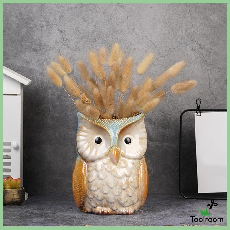 Chậu Hoa Hình Chim Cú Hoạt Hình Dùng Trang Trí Trong Nhà