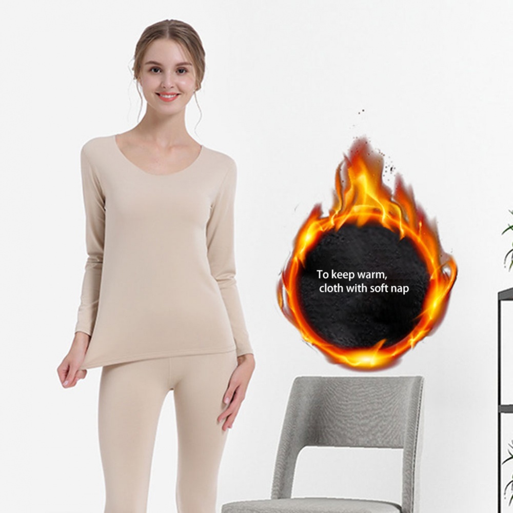 Bộ Đồ Lót Giữ Nhiệt Hai Lớp Màu Hồng / Đen / Da Trơn Bằng Polyester Cổ Chữ V Cho Nữ