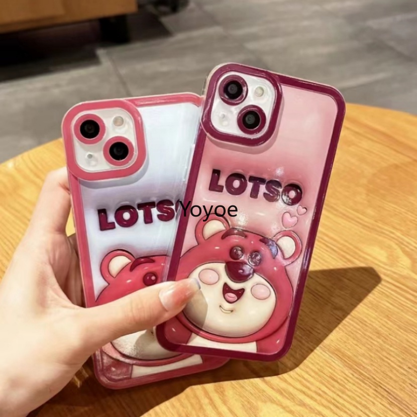 Ốp Điện Thoại Silicon Mềm Trong Suốt Chống Sốc In Hình Gấu Dâu Tây Cho iPhone 14 13 12 11 Pro Max 7 8 Plus X XS XR SE