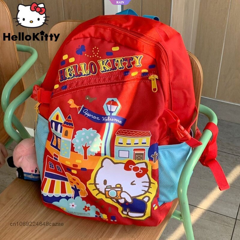 Balo Đi Học / Du Lịch Sức Chứa Lớn Y2K In Họa Tiết Sanrio Hello Kitty Dễ Thương Đa Năng Cho Nữ