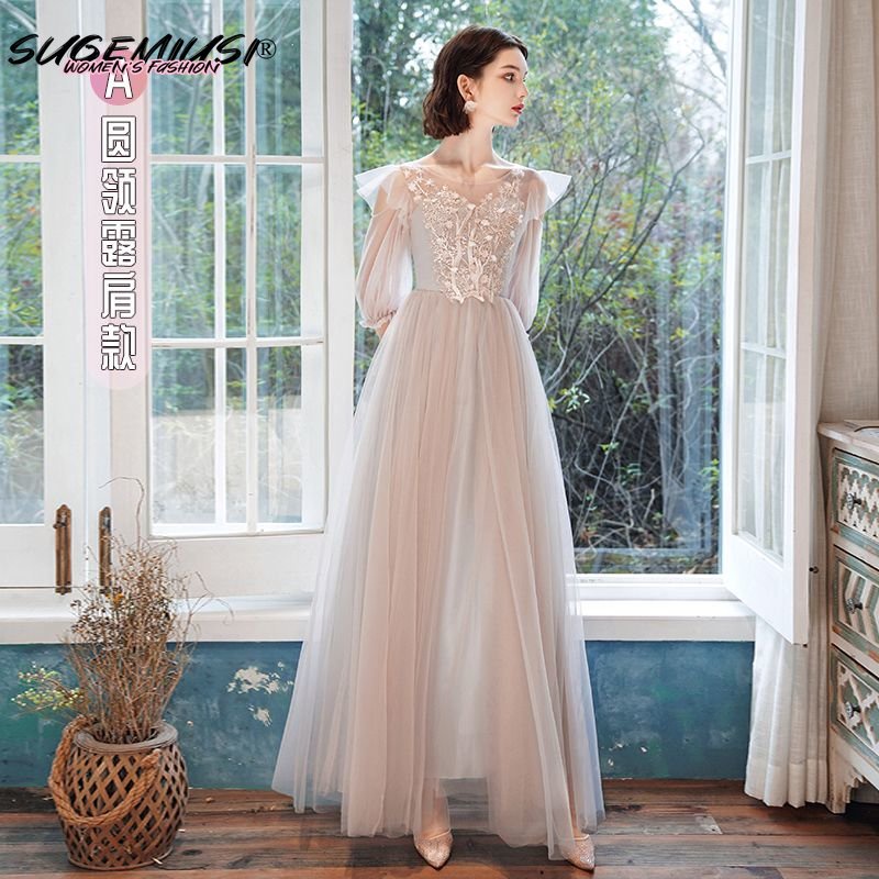 Đầm Phù Dâu Dáng Dài Thiết Kế Mới Xinh Xắn Thời Trang Dành Cho Mùa Hè
