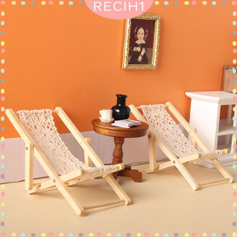 Mô Hình Ghế Gỗ Bãi Biển Trang Trí Nhà Búp Bê