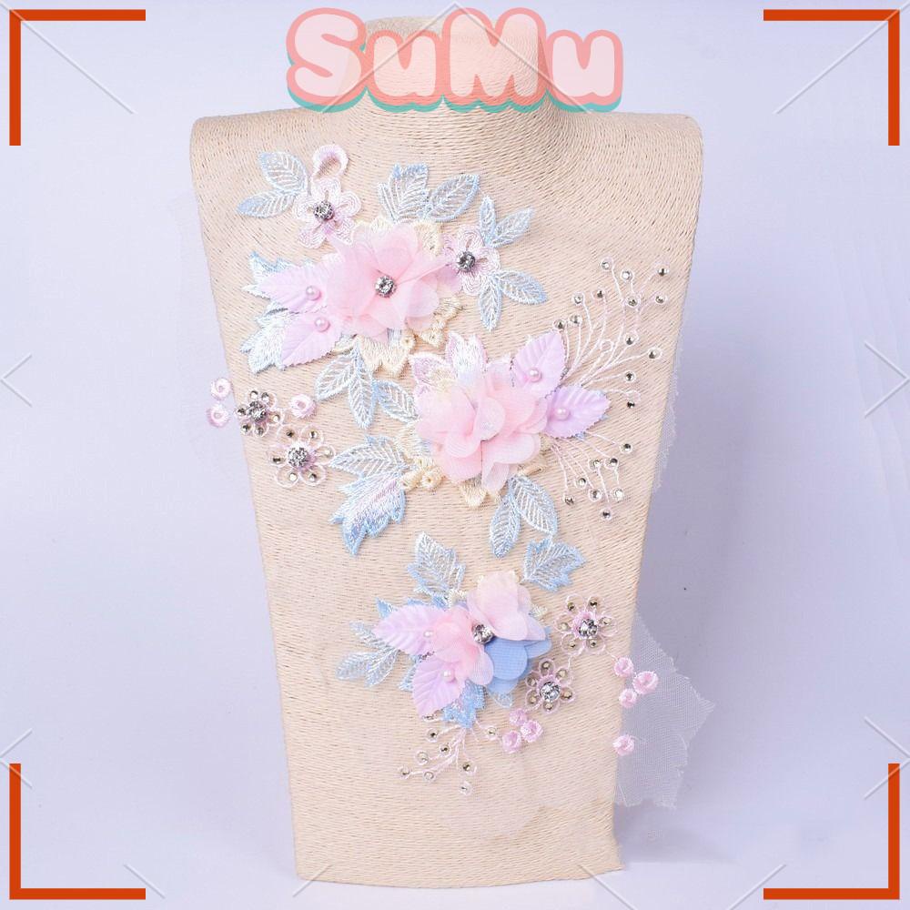 1 Cặp Miếng Vá Quần Áo Cưới Bằng Ren Đính Kim Sa Màu Tím