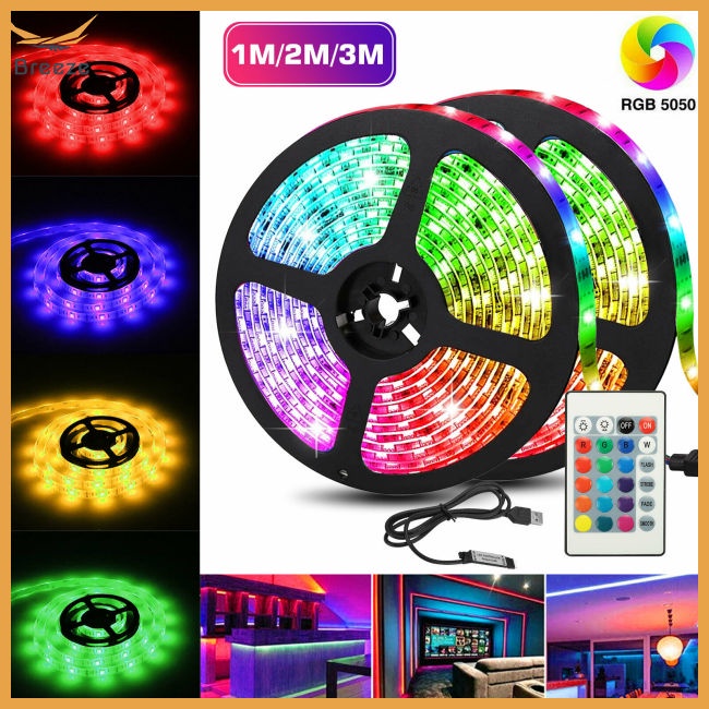 Dây Đèn Led Usb 5050 Rgb Nhiều Màu Chống Nước Kèm Điều Khiển Từ Xa