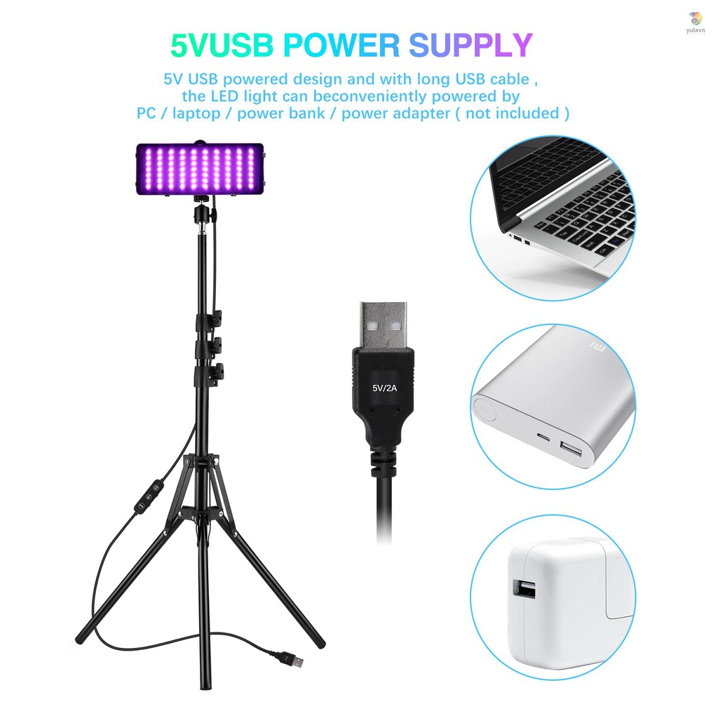 Đèn LED RGB Andoer 2 * RGB + Giá Đỡ 2 * 160cm + 2 Đầu Bi Linh Hoạt 2600K-60 Chuyên Dụng Hỗ Trợ Quay Phim Trực Tiếp