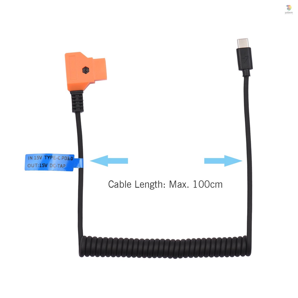 Dây Cáp Nguồn Kết Nối Pin 15V PD3.0 USB Type-C Male Sang 15V D-Tap Male