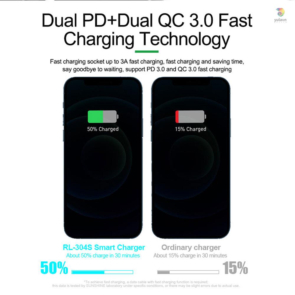 Sạc Nhanh Không Dây USB PD Màn Hình LCD Mạnh Mẽ Nhiều Cổng Sạc Nhanh Thông Minh Cho Điện Thoại Di Động