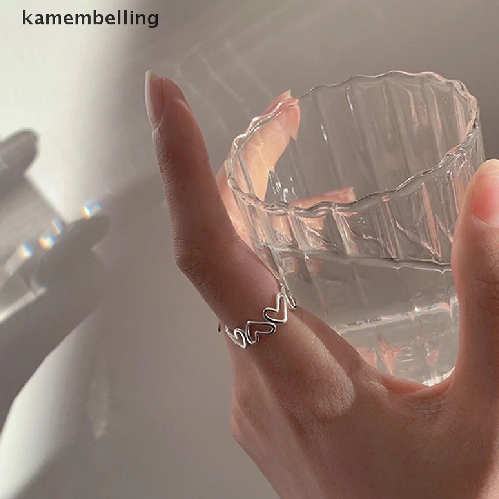 1 Bộ Nhẫn Hở Hình Trái Tim Màu Bạc Thời Trang Đơn Giản Dành Cho Nữ