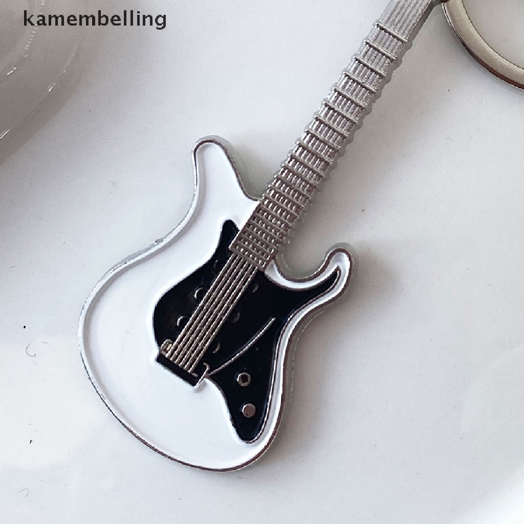 Kamembelling Móc Khóa Hình Đàn Guitar Y2k Trắng Đen Phong Cách Vintage Ngọt Ngào Cho Nữ