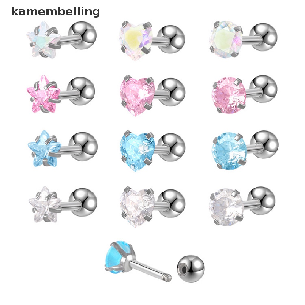 1 Đôi Khuyên Tai Đính Đá Zircon Đơn Giản Bằng Thép Không Gỉ Thời Trang