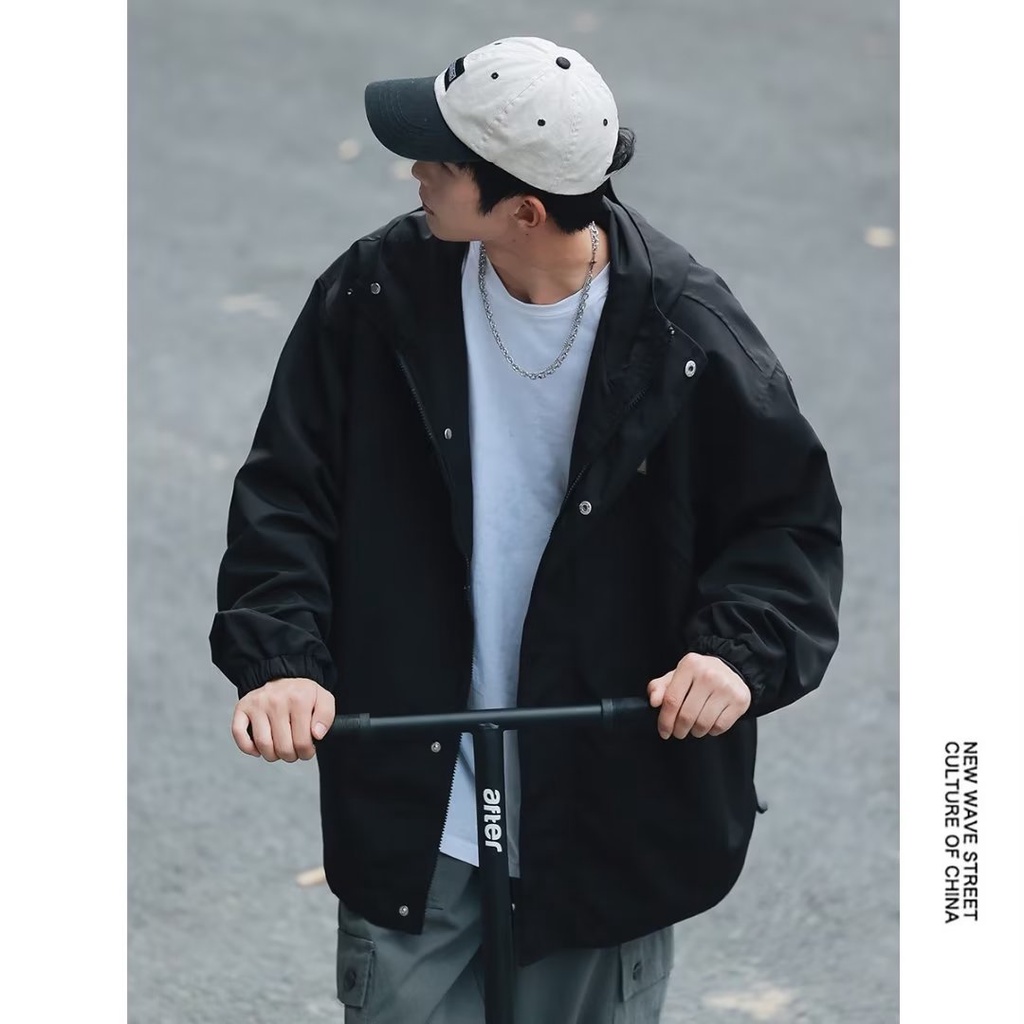 Áo Khoác Tay Dài Có Nón Và Khóa Kéo Màu Trơn Thời Trang Trẻ Trung Dễ Phối Đồ Phong Cách Mới