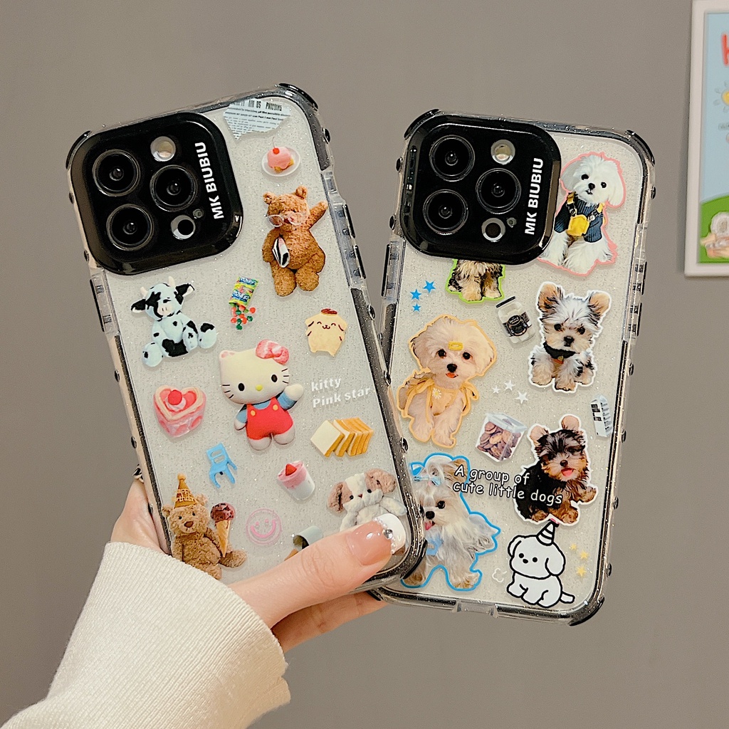 Ốp Điện Thoại TPU Dẻo Trong Suốt Họa Tiết Hoạt Hình Gấu / Mèo Cho iphone 14 13 11 12 Pro Max
