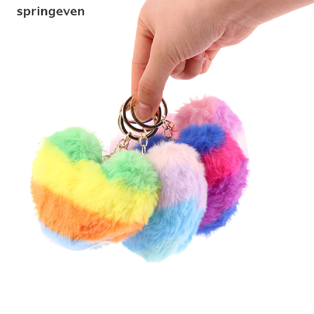 Móc Khóa Hình Trái Tim Phối Cục Bông Nhiều Màu Sắc Dễ Thương