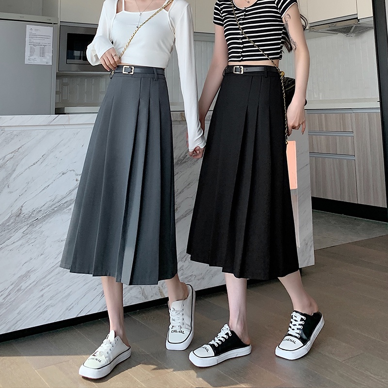 Chân Váy Dài Lưng Cao Dáng Rộng Kèm Thắt Lưng Thời Trang Mùa Hè Xinh Xắn Cho Nữ