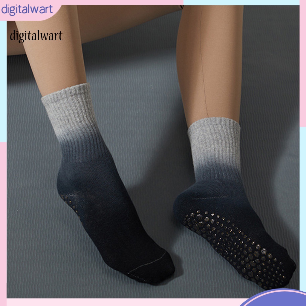 Kỹ Thuật Số| 1 Đôi Tất Tập Yoga Chất Liệu Nhuộm Màu Tương Phản Mềm Mại Co Giãn Cao Chống Trượt Thấm Hút Mồ Hôi