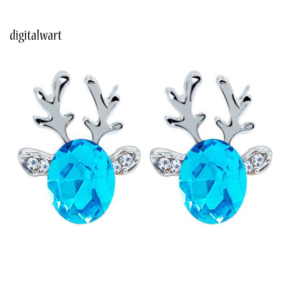 Kỹ Thuật Số| Bông Tai HìNh SừNg Hươu 3D ĐíNh Đá Sang TrọNg