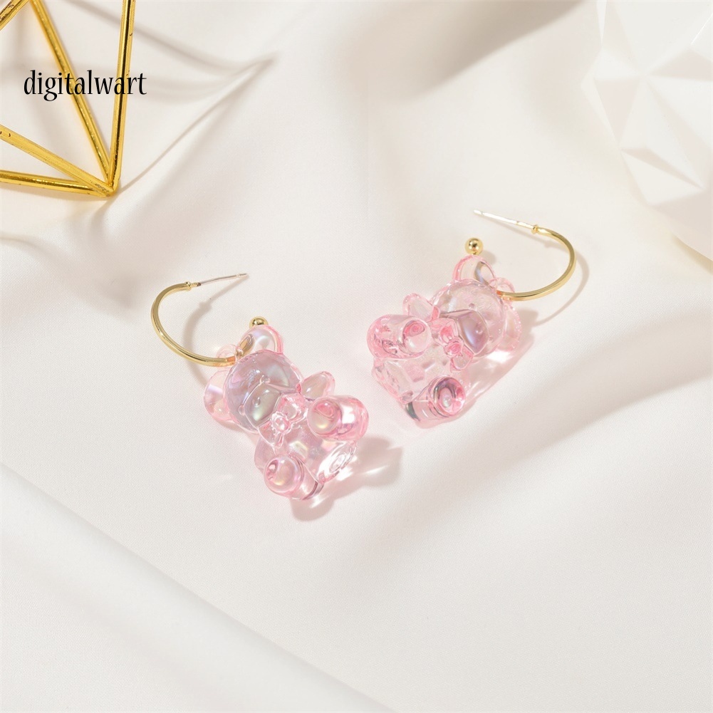 Kỹ Thuật Số| Hoa Tai Hình Gấu Trong Suốt Thiết Kế Đáng Yêu Cho Nữ