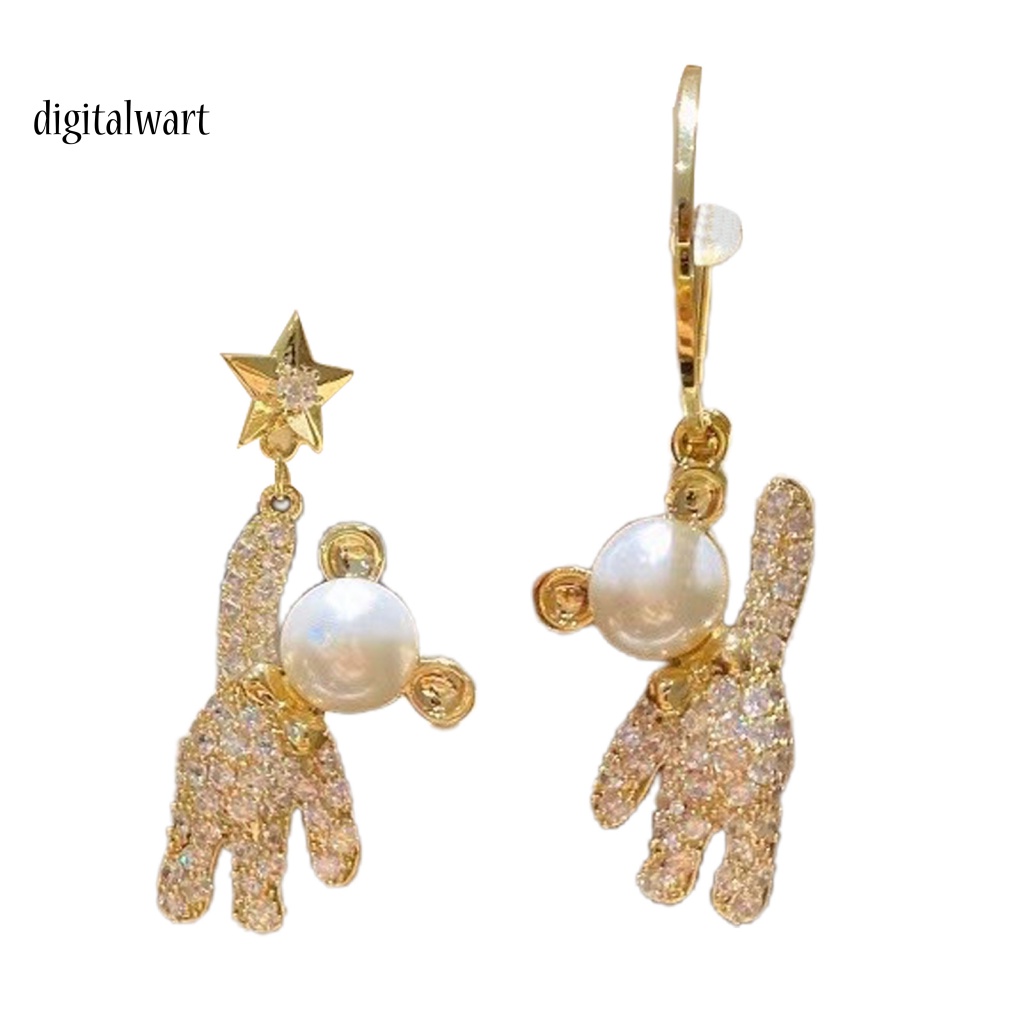 Kỹ Thuật Số| 1 Đôi Bông Tai Hợp Kim Dáng Dài Hình Gấu Lấp Lánh Thời Trang Dự Tiệc Cho Bạn Gái