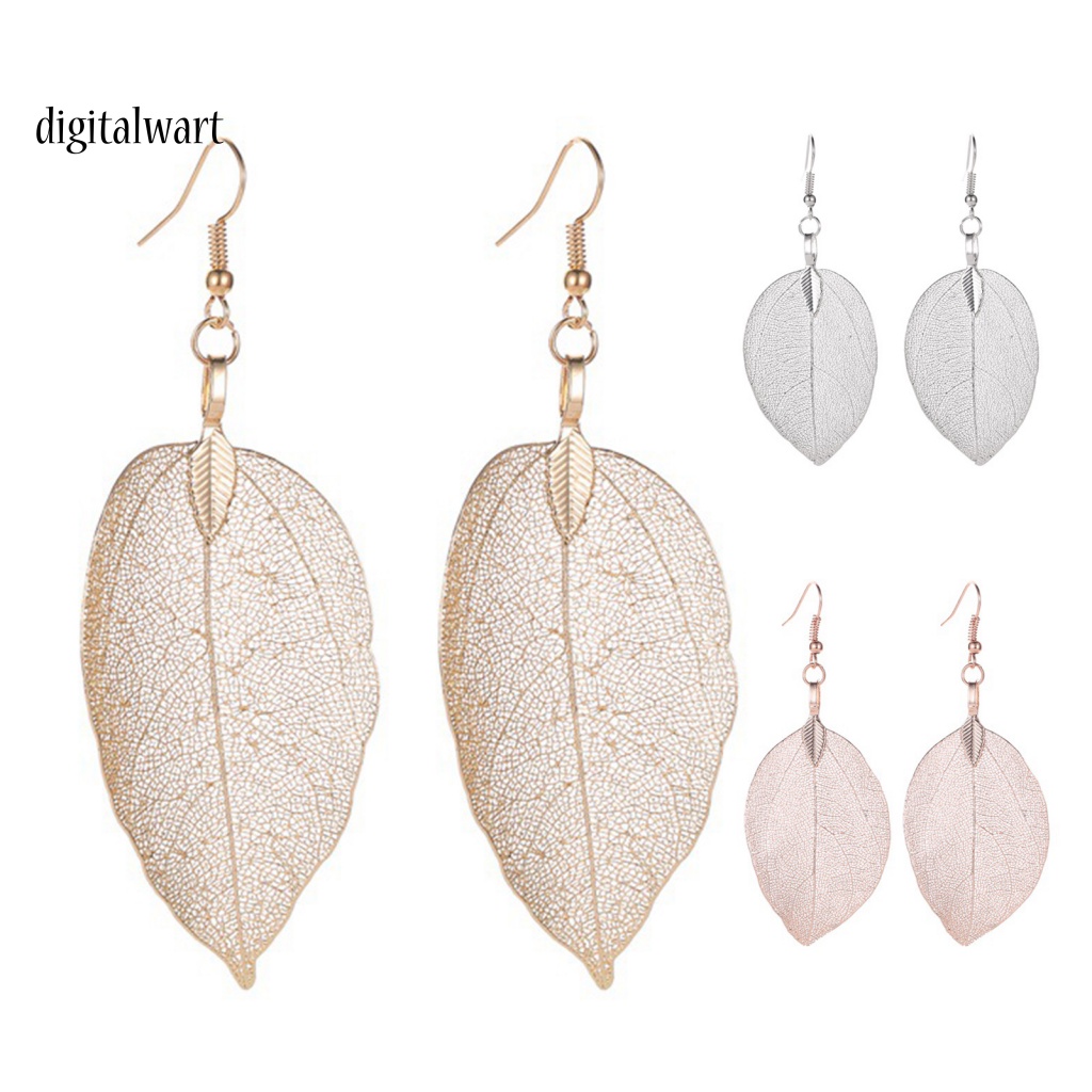 Kỹ Thuật Số| 1 Đôi Bông Tai Hình Chiếc Lá Bằng Thép Không Gỉ Bền Bỉ Thời Trang Cho Nữ