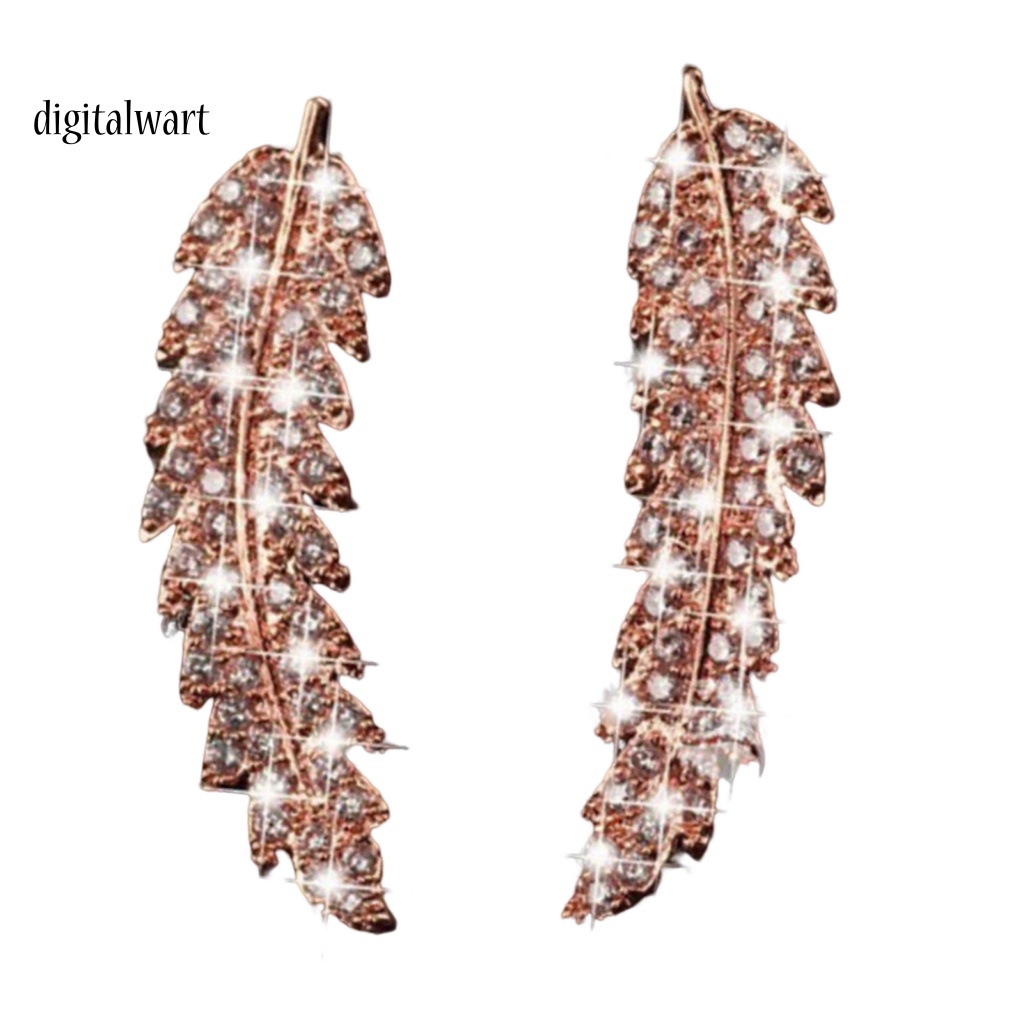 Kỹ Thuật Số| 1 Đôi Bông Tai Hình Chiếc Lá Đính Đá Zircon Lấp Lánh Dành Cho Nữ