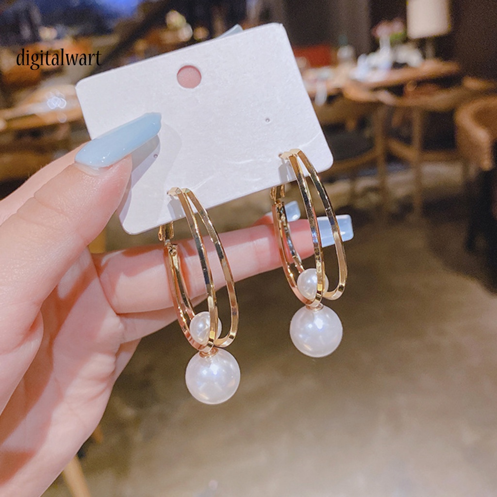 Kỹ Thuật Số| 1 Đôi Bông Tai Tròn Lớn Đính Ngọc Trai Giả Dành Cho Nữ