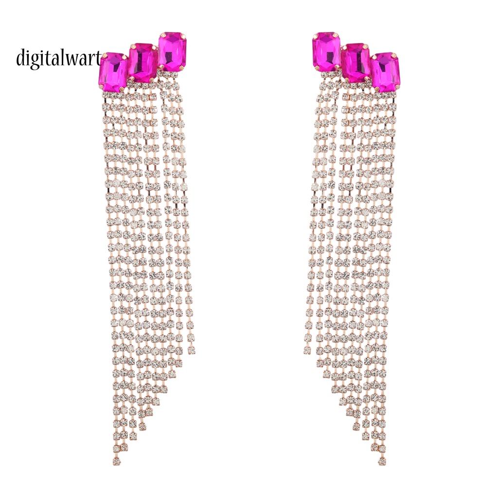 Kỹ Thuật Số| 1 Đôi Bông Tai Tua Rua Đính Đá Lấp Lánh Dành Cho Cô Dâu