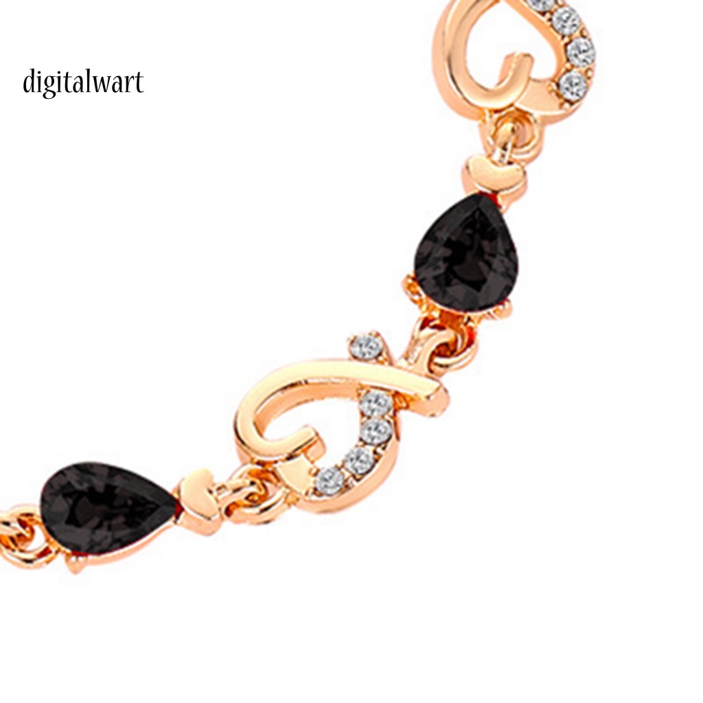 Kỹ Thuật Số| Vòng Tay Đính Đá Zircon Hình Trái Tim Thanh Lịch Cho Nữ