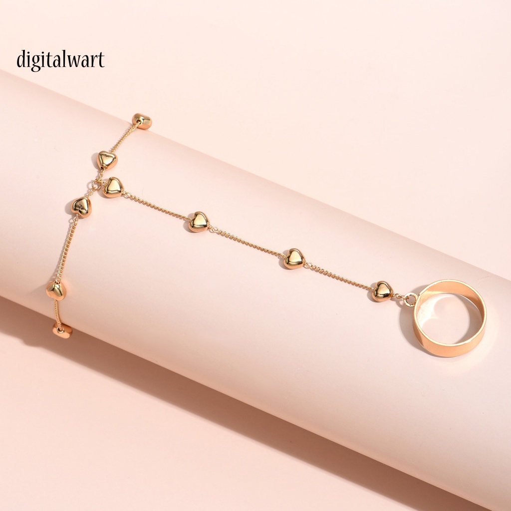 Kỹ Thuật Số| Bộ Trang Sức Nhẫn / Vòng Đeo Tay Bằng Hợp Kim Màu Trơn Hình Trái Tim Xinh Xắn Cho Nữ