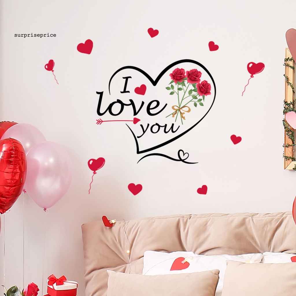 Sticker PVC Dán Tường Tự Dính Chống Nước In Chữ I Love You Dùng Trang Trí Nhà Cửa