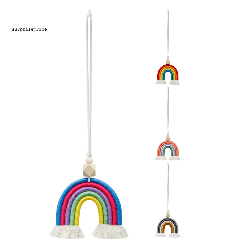 Phụ Kiện Treo Trang Trí Xe Hơi Hình Cầu Vồng Bằng Dây Cotton Bện