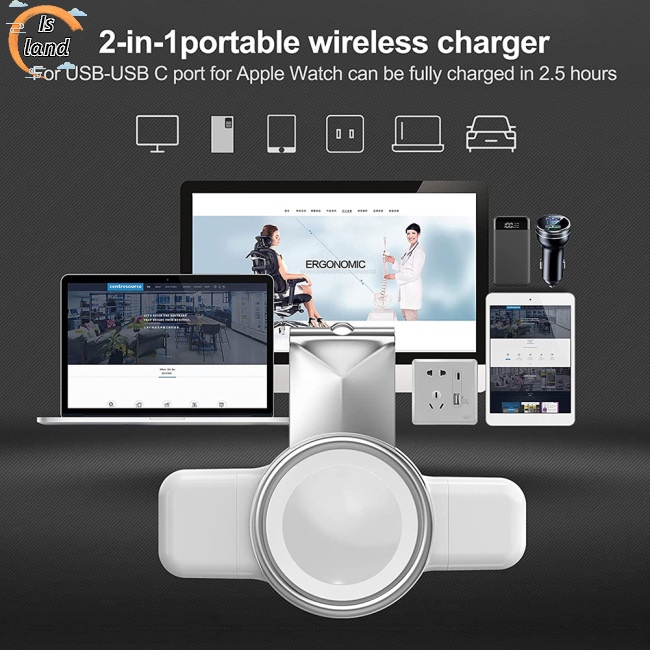 Đế Sạc Từ Tính 2 Trong 1 Giao Diện Usb A Usb C Tương Thích Với Iwatch