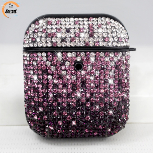 [IS] Vỏ Cứng Bảo Vệ Hộp Sạc Tai Nghe Bluetooth Không Dây Nắp Lật Đính Kim Cương Thời Trang