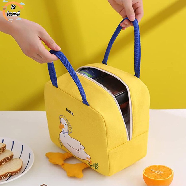 [IS] Túi Đựng Hộp Cơm Trưa Cách Nhiệt Bằng Lá Nhôm Gọn Nhẹ Họa Tiết Hoạt Hình Có Tay Cầm Gia
