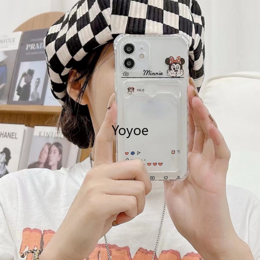 Ốp Điện Thoại Silicon Mềm Trong Suốt Chống Sốc Kèm Ngăn Đựng Thẻ Cho iPhone 14 13 12 11 Pro Max XR X XS Max 7 8 Plus SE