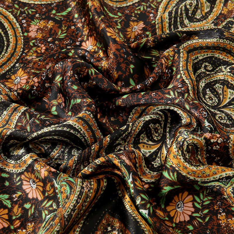 Khăn Choàng Lụa Satin 180 * 90CM In Họa Tiết Hoa Cổ Điển Thoáng Khí Mềm Mại